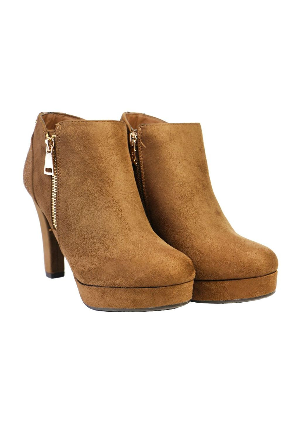 Коричневые демисезонные замшевые ботильоны со стразами 38 коричневый XTI