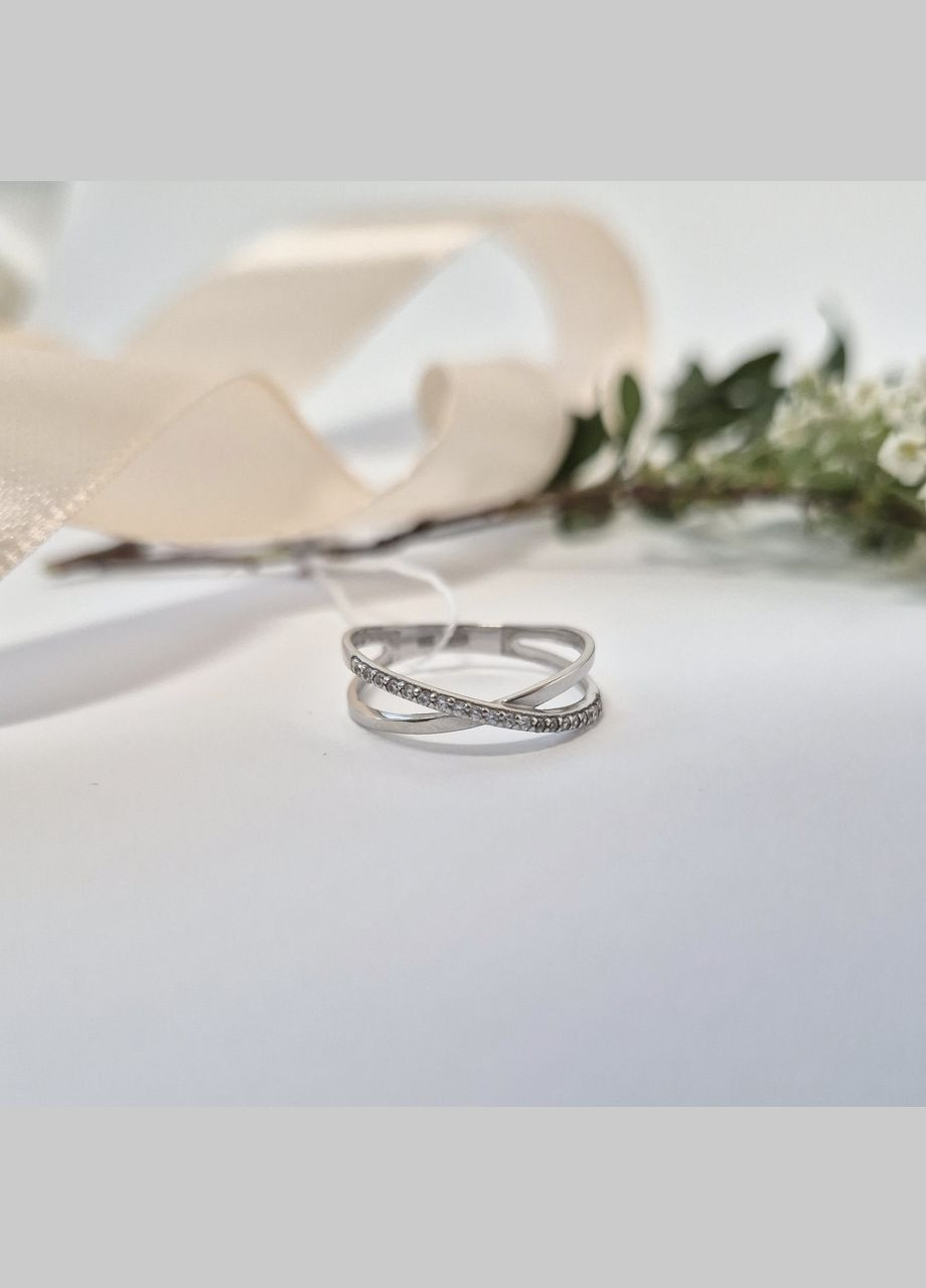 Срібна каблучка з Білими каменями 16.5 розмір срібло 925 проби Родоване 1373к 1.01г No Brand (329900844)