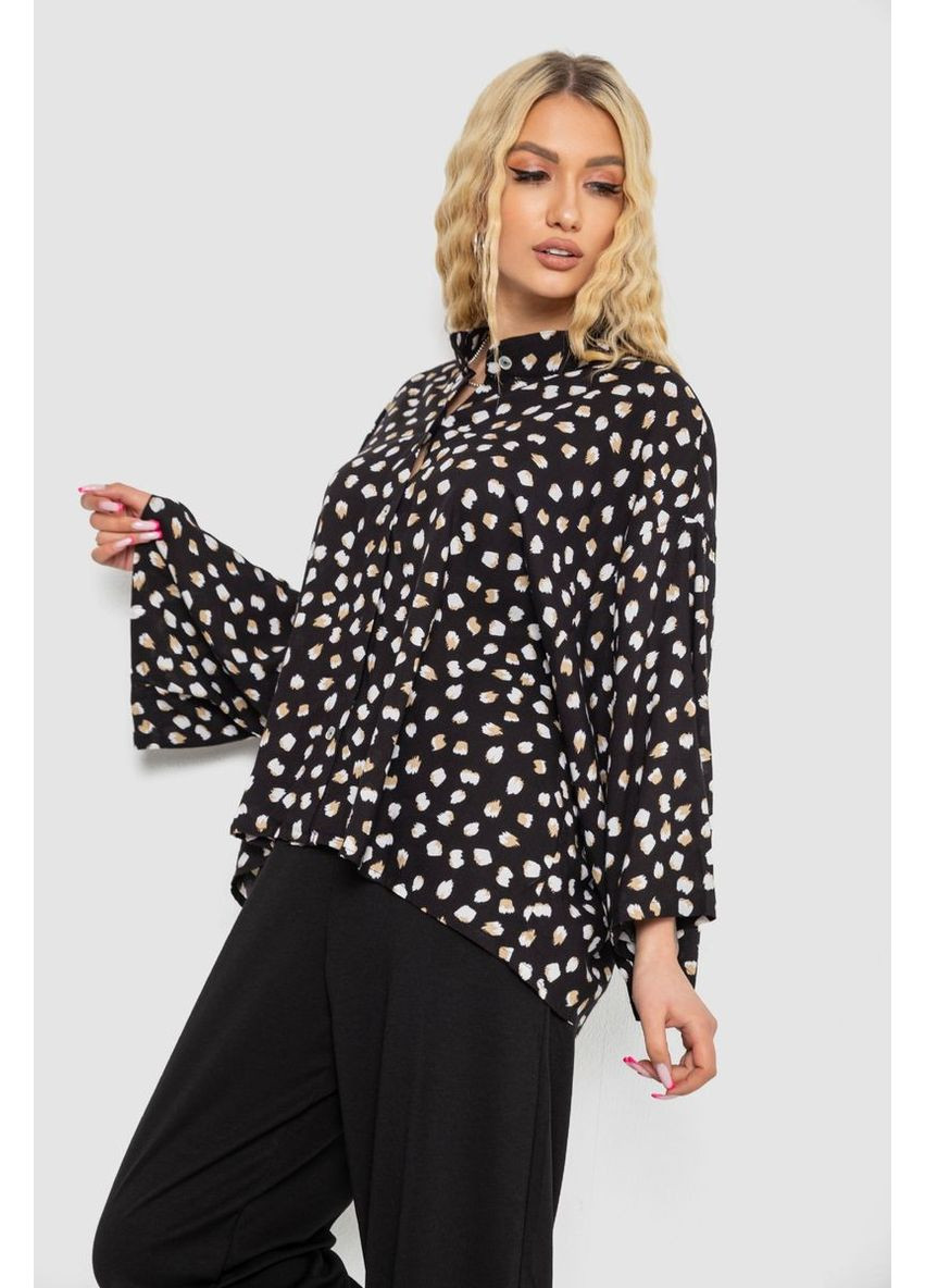 Чёрная рубашка женская свободного кроя с принтом Sport Line