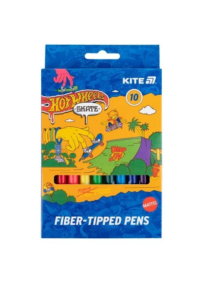 Фломастеры Hot Wheels 10 цветов (HW25-455) Kite Hot Wheels 10 кольорів (379170814)
