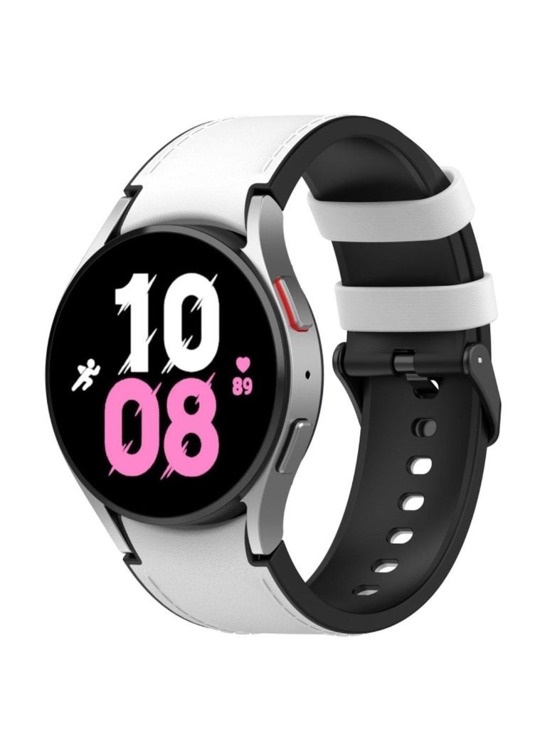 Ремешок Leather Silicone для часов Samsung Galaxy Watch 4 / Watch 5 - White Primolux (366820116)