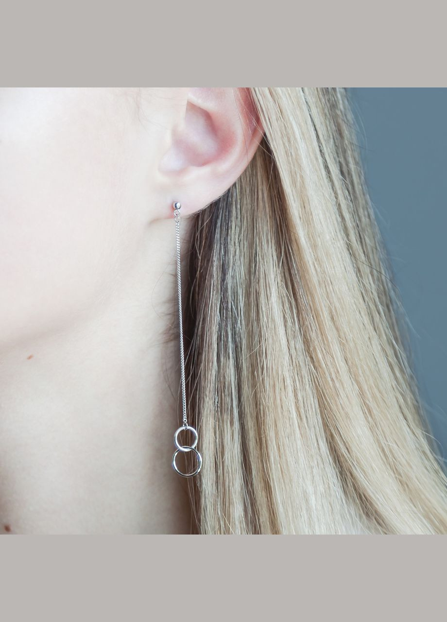 Комплект срібний Баланс кольє та сережки пусети без камінців No Brand (362177416)