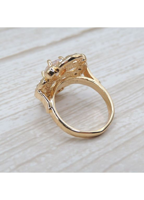 Каблучка золотиста жіноча Clarus з білими каменями фіанітами розмір 16.5 AurumLux110 Fashion Jewelry (364956829)