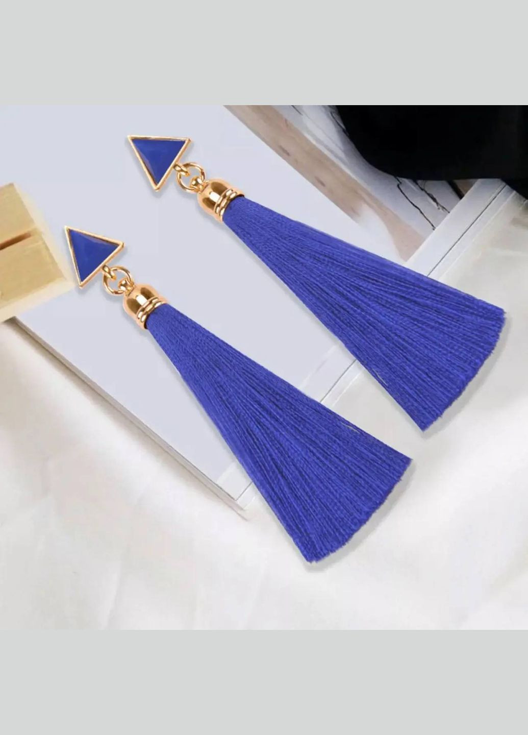 Элегантные серьги с длинными текстильными кисточками. No Brand (341730513)