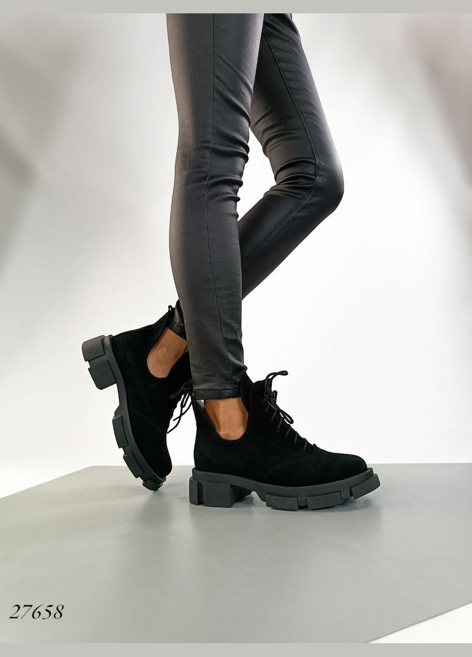 No Brand Стильні жіночі туфлі чорний з натуральна замша, — демісезон (305000271)