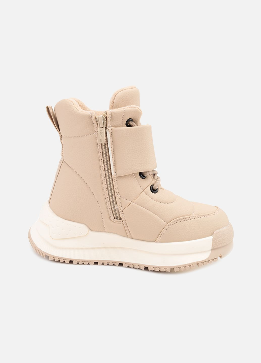 Бежевые зимние ботинки для девочки цвет бежевый цб-00260313 No Brand