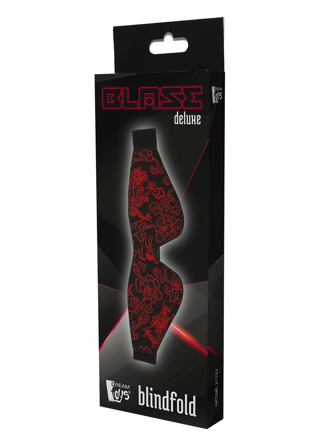 Маска на очі чорна Dream Тoys Blaze Deluxe Blindfold з червоним візерунком у вигляді вишивки Dream Toys (302496376)
