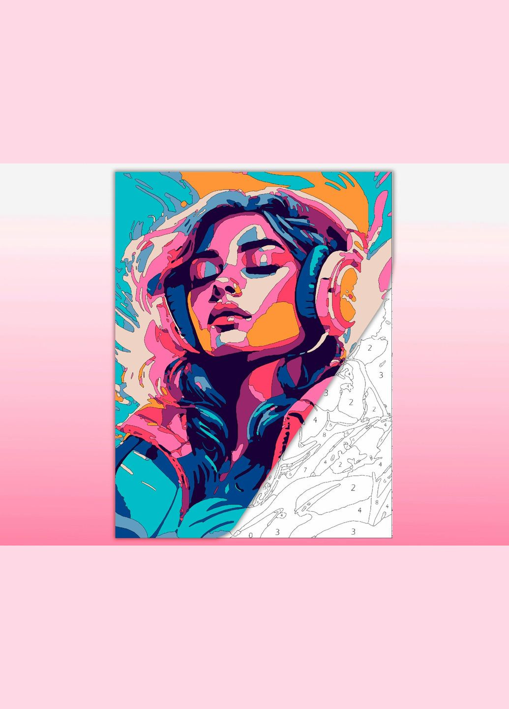 Розмальовка за номерами антистрес для дорослих "Дівчина і музика" для малювання олівцями, фарбами, маркерами А4 No Brand (318092902)