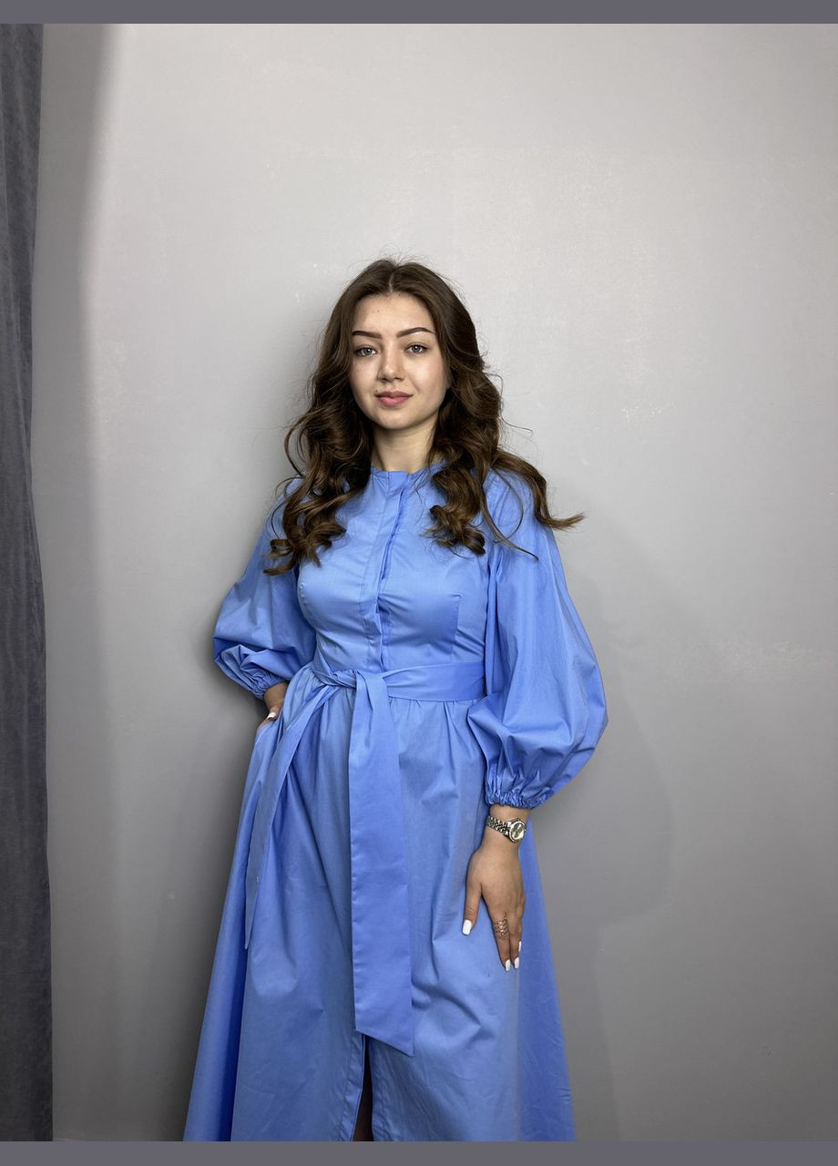 Блакитна кежуал сукня жіноча блакитна міді mkas23-3 Modna KAZKA