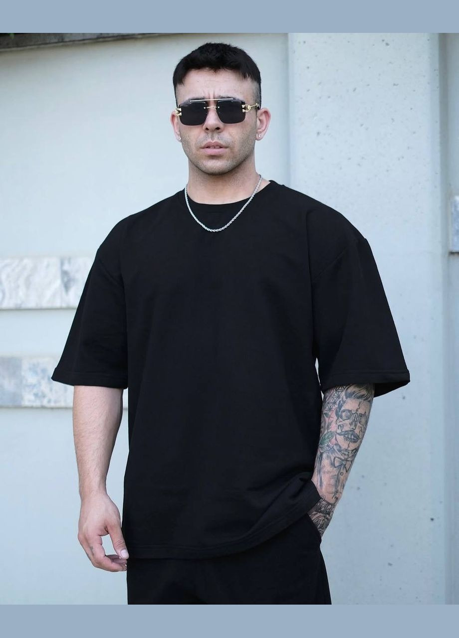 Черный летний мужской костюм с шортами FINO Mode