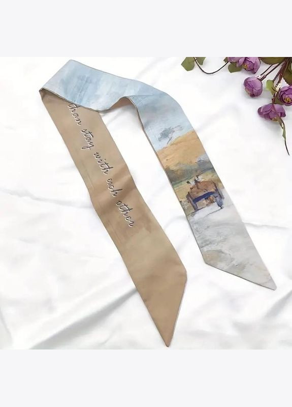 Элегантный набор из 4 шелковых удлененных платков-лент твилли для женщин No Brand (316036545)