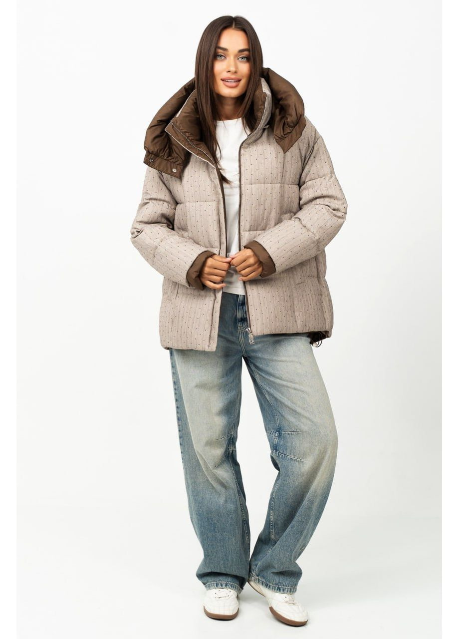 Бежева зимня куртка-пуффер спорт-шик Fodarlloy