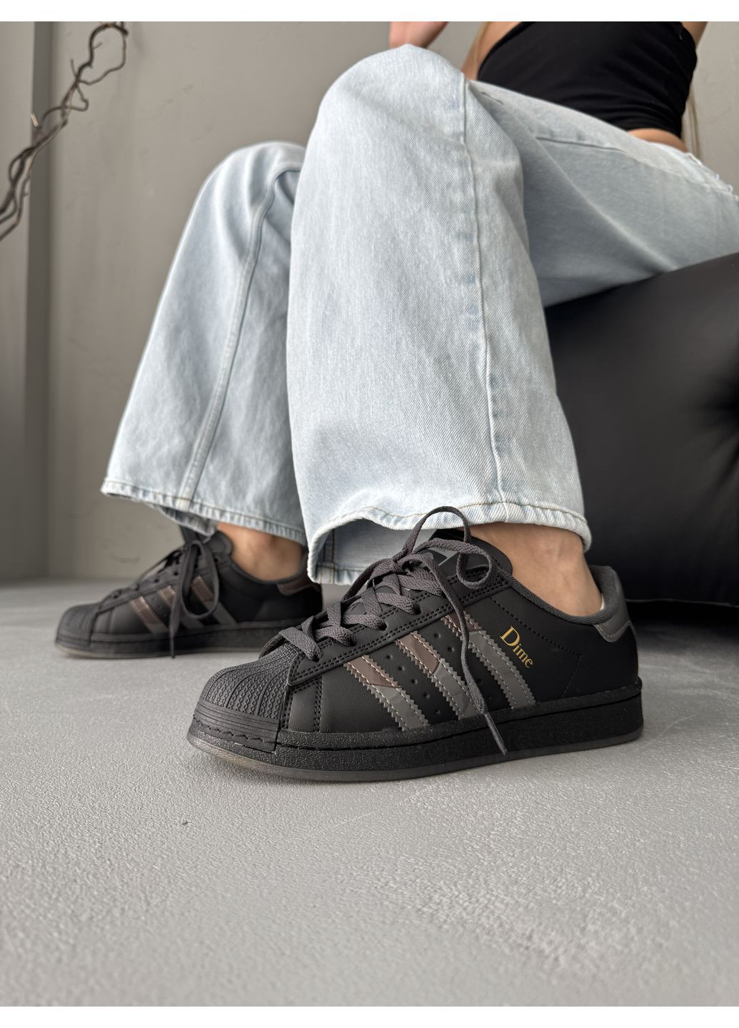 Кросівки чоловічі і жіночі Adidas Superstar x Dime Black | Адідас Суперстар чорні No Brand чорні демісезони (370149907)