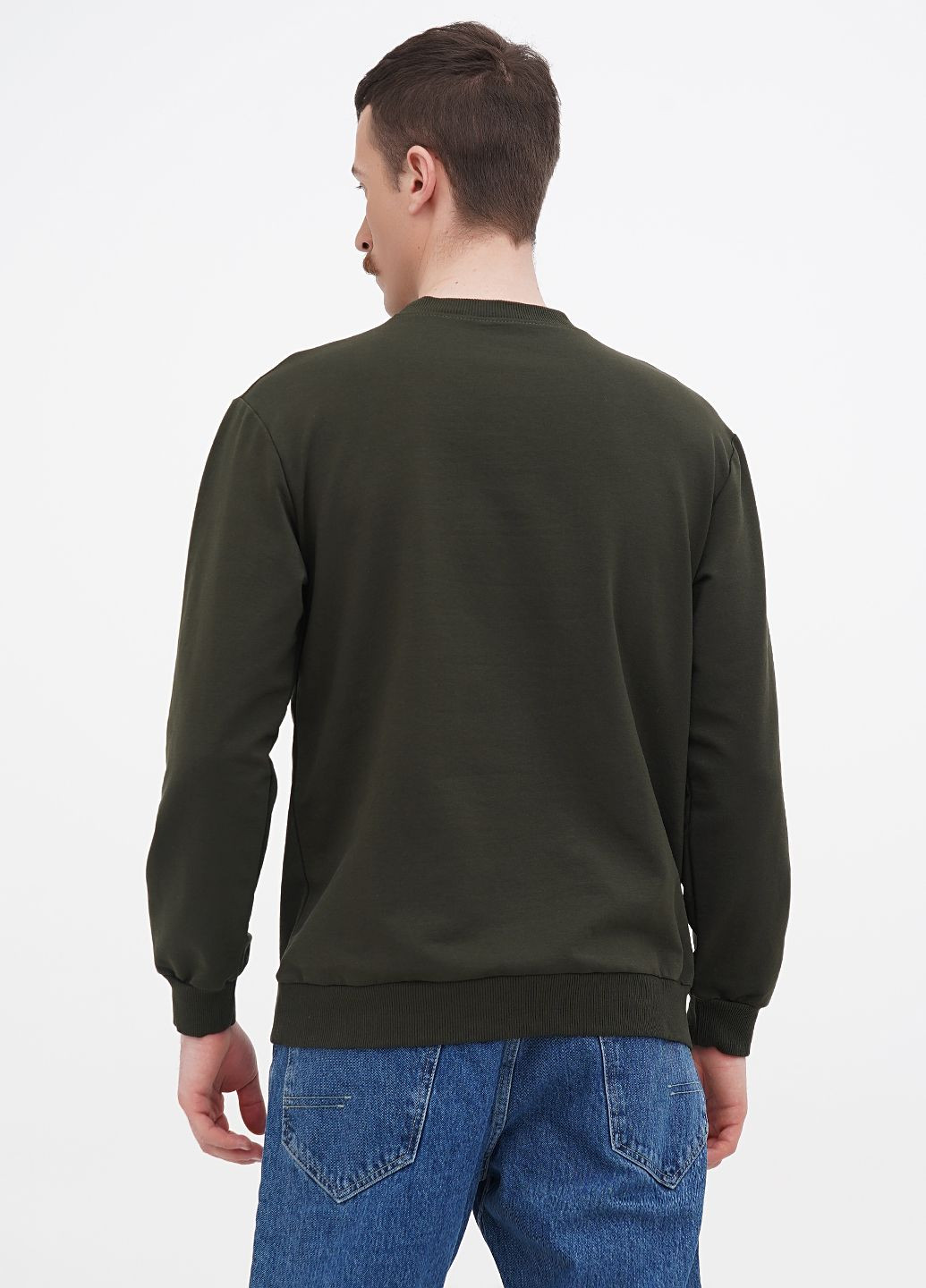 Хакі чоловічий світшот з еластичними манжетами (hb180457) HiBrand без декору (346241335)