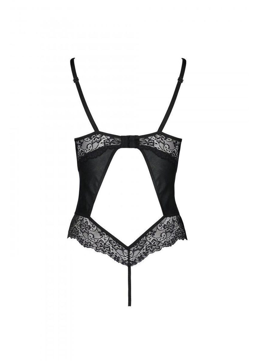 Боді з еко-шкіри і мережива Loona Body black L/XL - Passion (303903126)