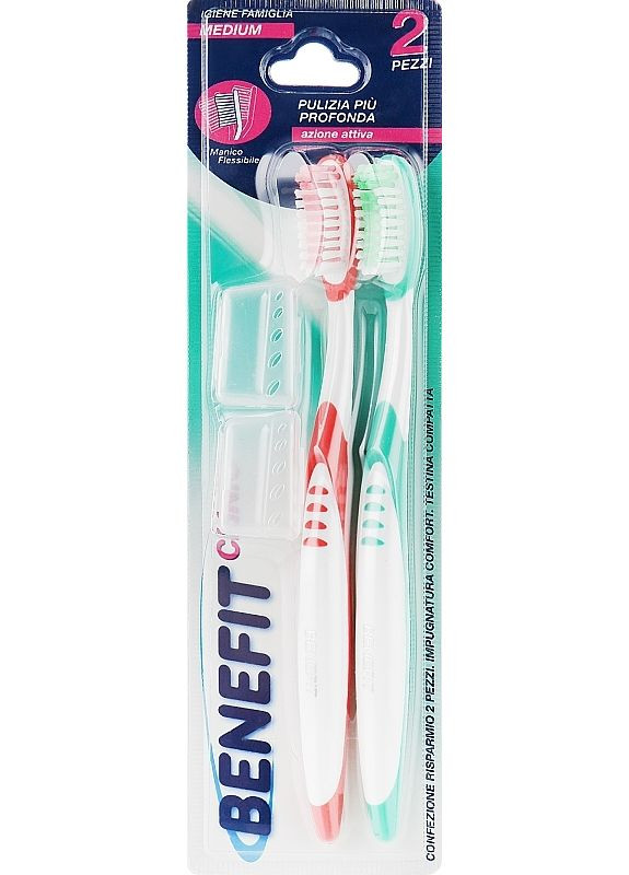 Набір зубних щіток, червона/зелена - Mil Benefit 2шт (2-943415) MilMil (369797711)