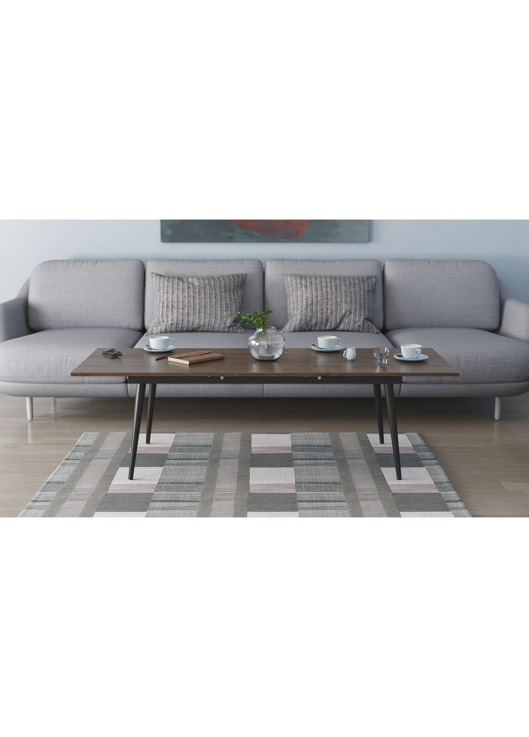 Стол журнальный трансформер Dandi Small 45x120(160)x70 Черный металл ДСП 16 мм (FRD-106797) Ferrum-decor (353500587)