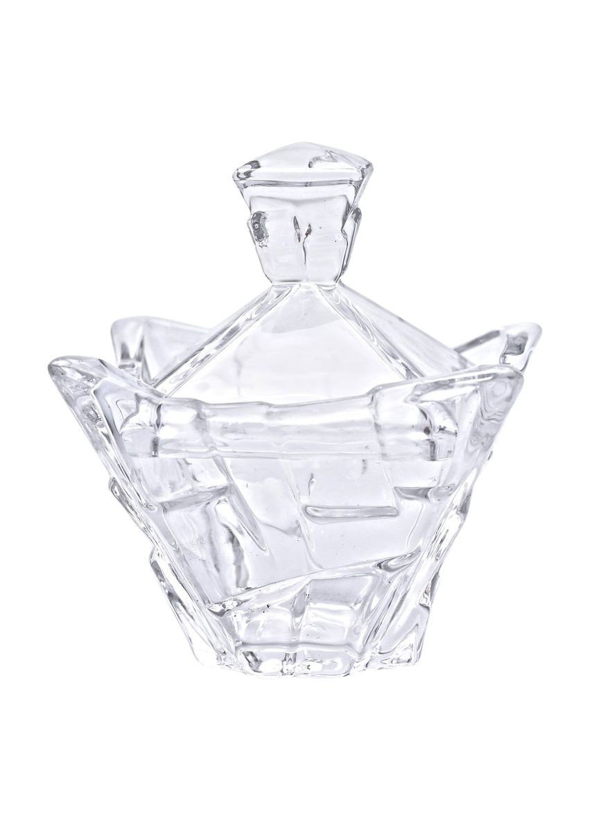 Цукорниця з кришкою скляна квадратна 10*10*12 см для цукру та цукерок прозора ProDobro (364192889)