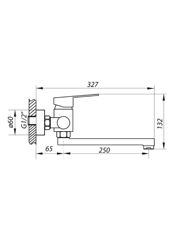 Смеситель настенный для кухни EKO12-01, нержавеющая сталь Wezer (316088894)