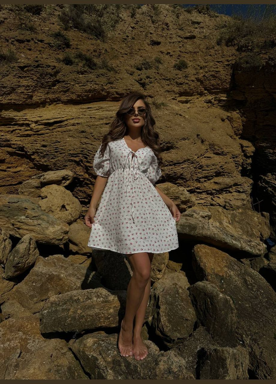 Червона пляжна, повсякденний, кежуал, вечірня жіноча сукня FINO Mode з квітковим принтом