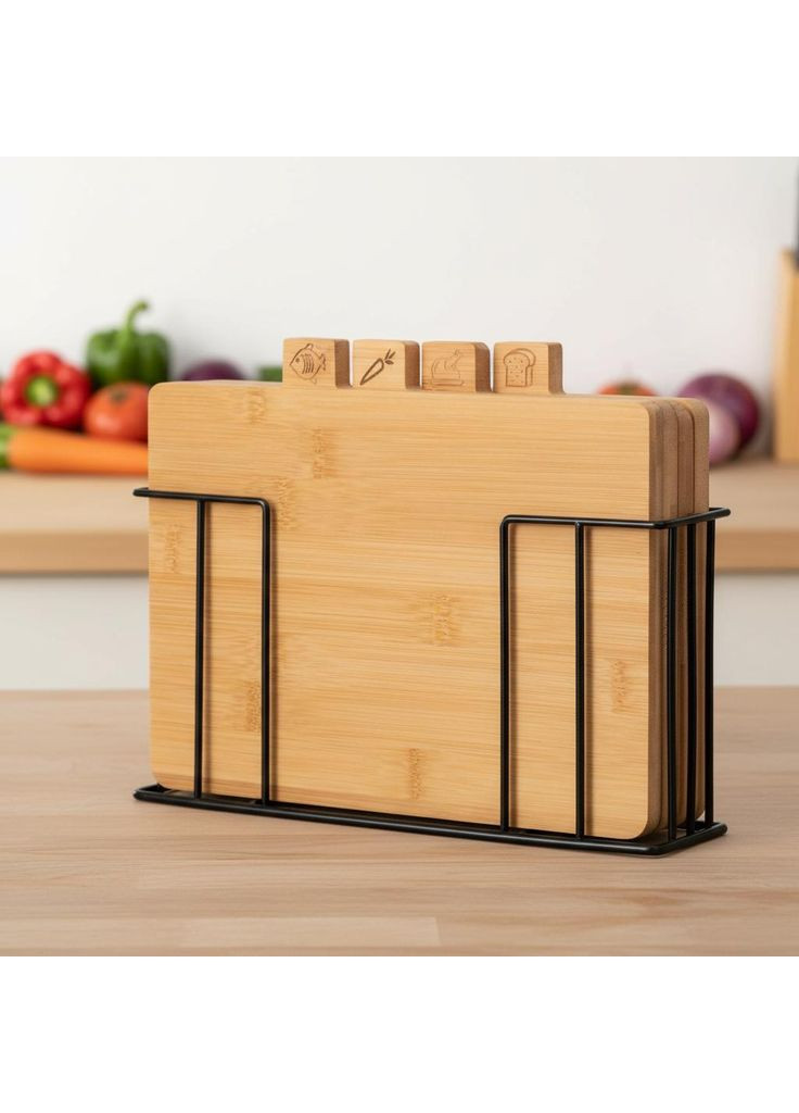 Набір кухонних дощок бамбук 30×20 см з підставкою Midori Ardesto (370388830)