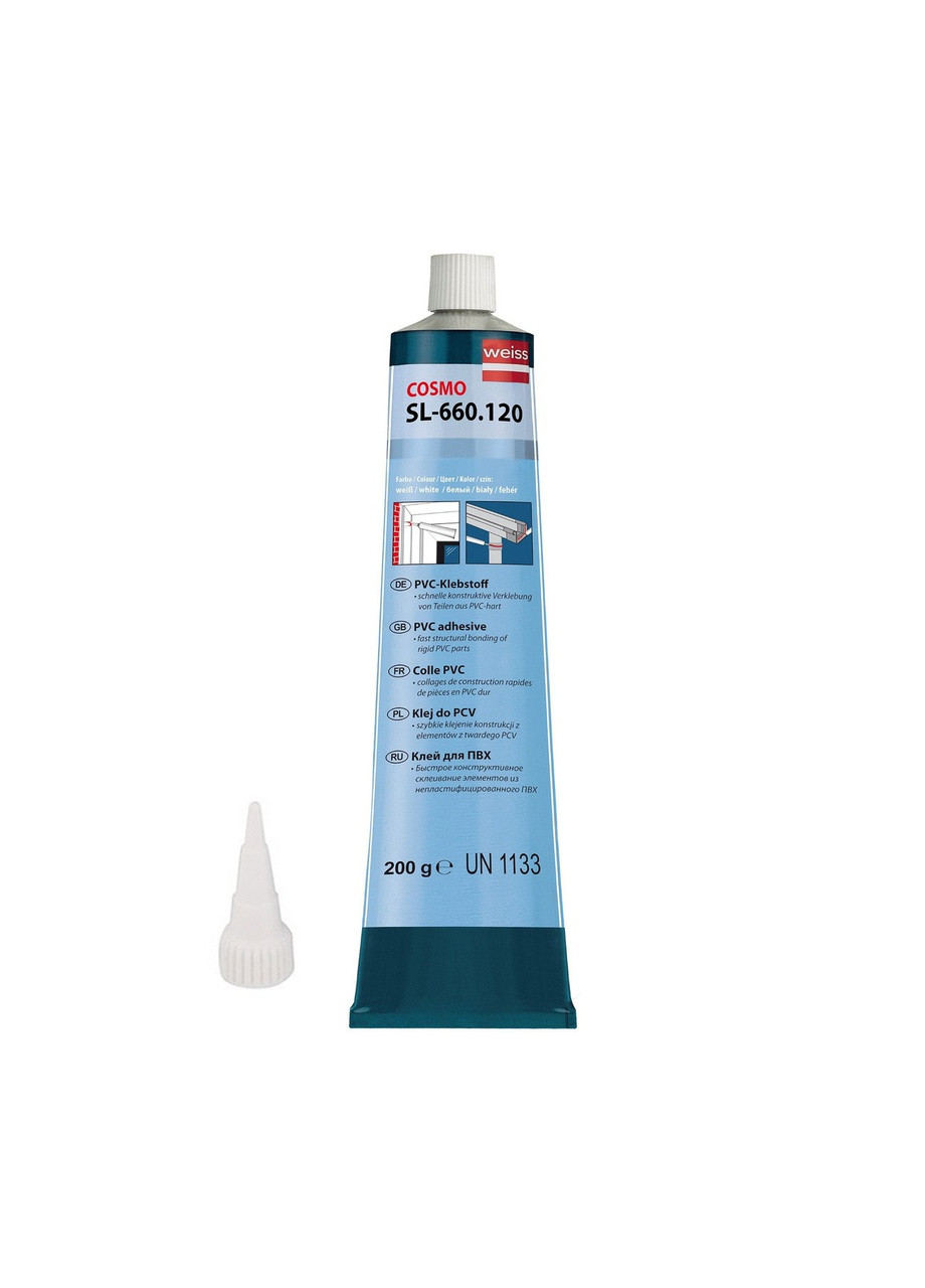 Клей ПВХ SL660.120 білий - рідкий пластик, PVC-клей, клей для пластикових, металопластикових вікон (2355) Cosmo (262299056)