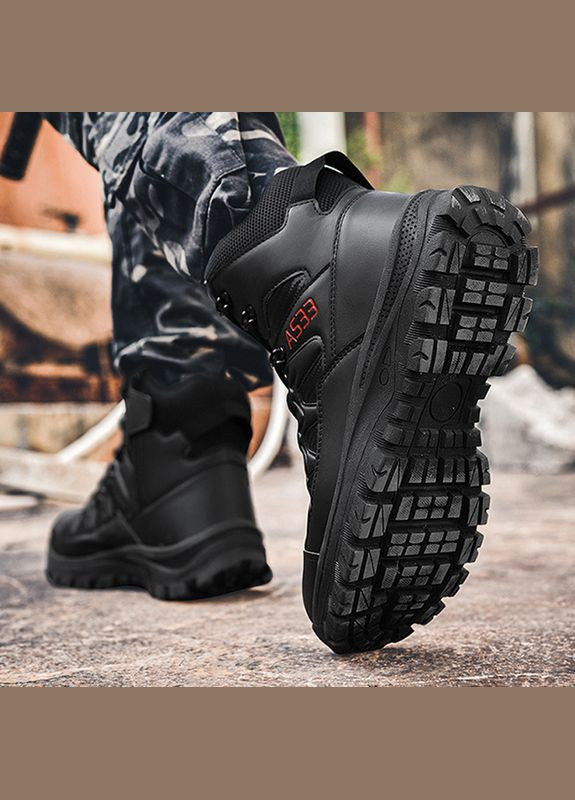 Ботинки тактические GZ706 Black р.44 мужские военные на шнуровке демисезонные Lesko (342118597)