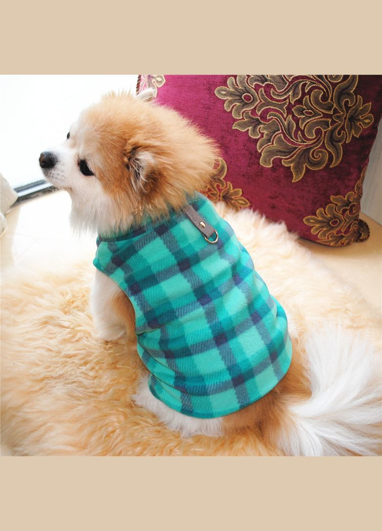 Жилетка для котів з кільцем Pet Style "Клітинка" Блакитна L No Brand - (323236623)