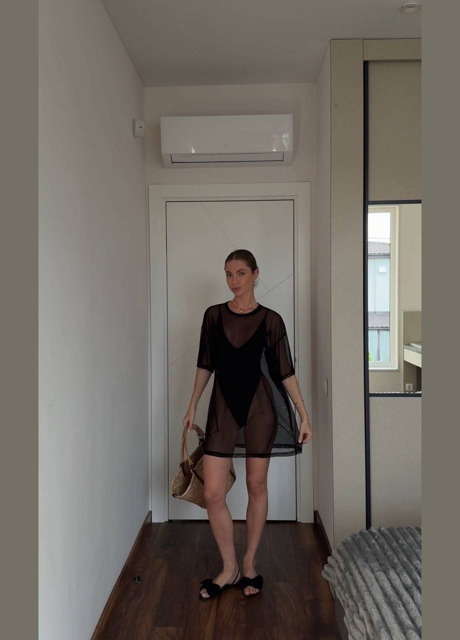 Туніка жіноча чорна сітка No Brand (340424066)