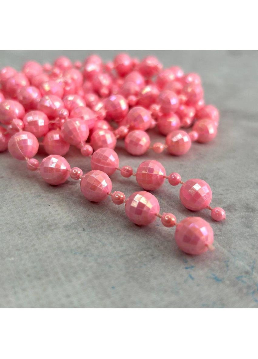 Намистини пластикові на нитці Ø 4 і 9 мм - 90 см рожевий з АВ Plus-plus (354796909)