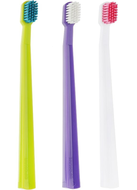 Набор зубных щеток "X", супермягкая, салатовая + белая + фиолетовая X Supersoft 3шт (2-965760) Spokar (369790647)