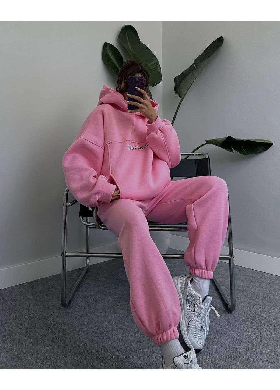 Зимний женский спортивный костюм на флисе с надписью в стиле оверсайз Nositi 1146-13 (364461065)