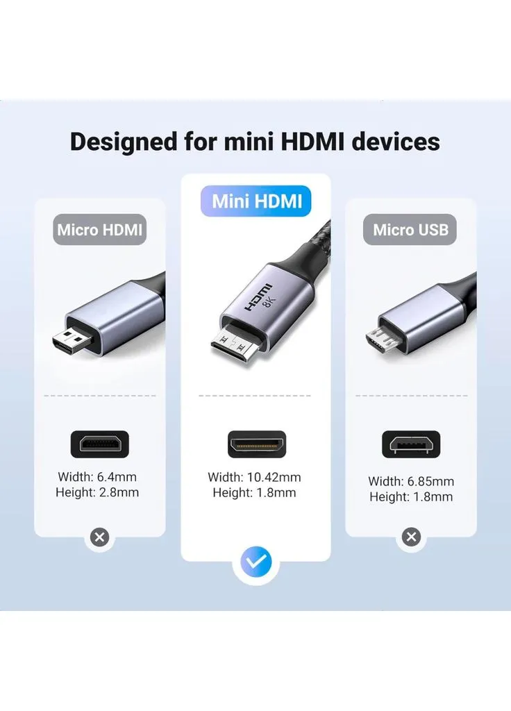 Кабель мультимедийный HDMI M to HDMI mini M 1.0m 8K HD163 black (15514) Ugreen (382081128)