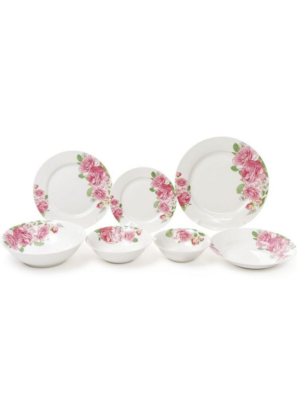 Набор 6 фарфоровых обеденных тарелок "Розовые розы" Bona (279320889)