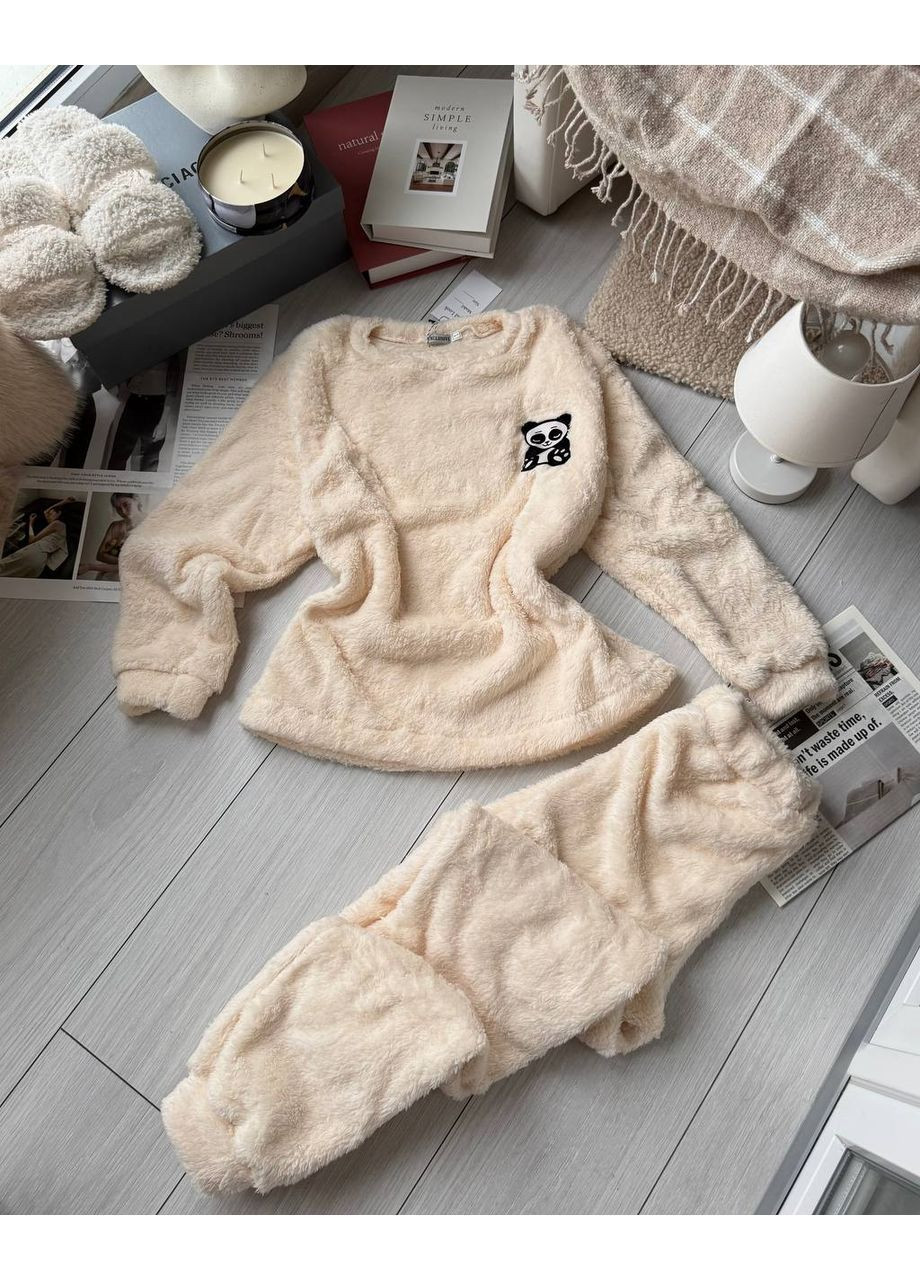 Молочна всесезон жіноча піжама кофта + брюки No Brand