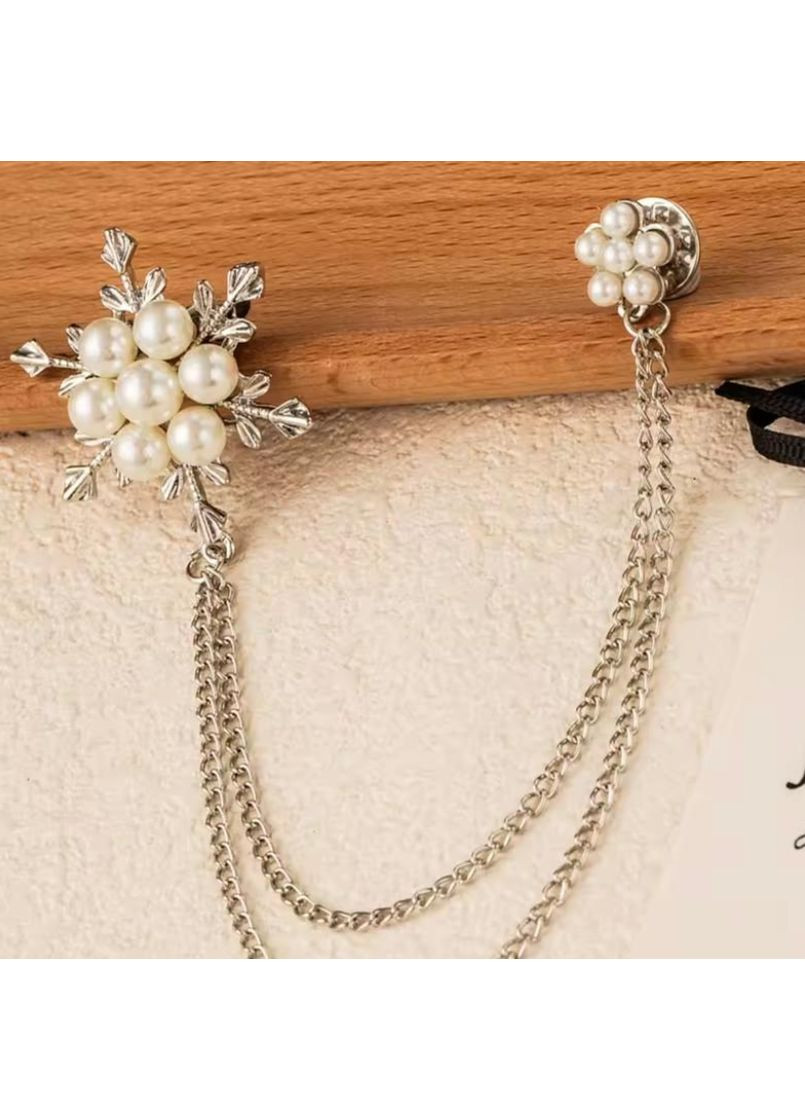 Брошка сніжинка з перлинами, брошка зі сніжинкою, брошка з ланцюжками, брошка з ланцюжком, брошка з перлинами, брошка з перлами Fashion Jewelry (367263369)