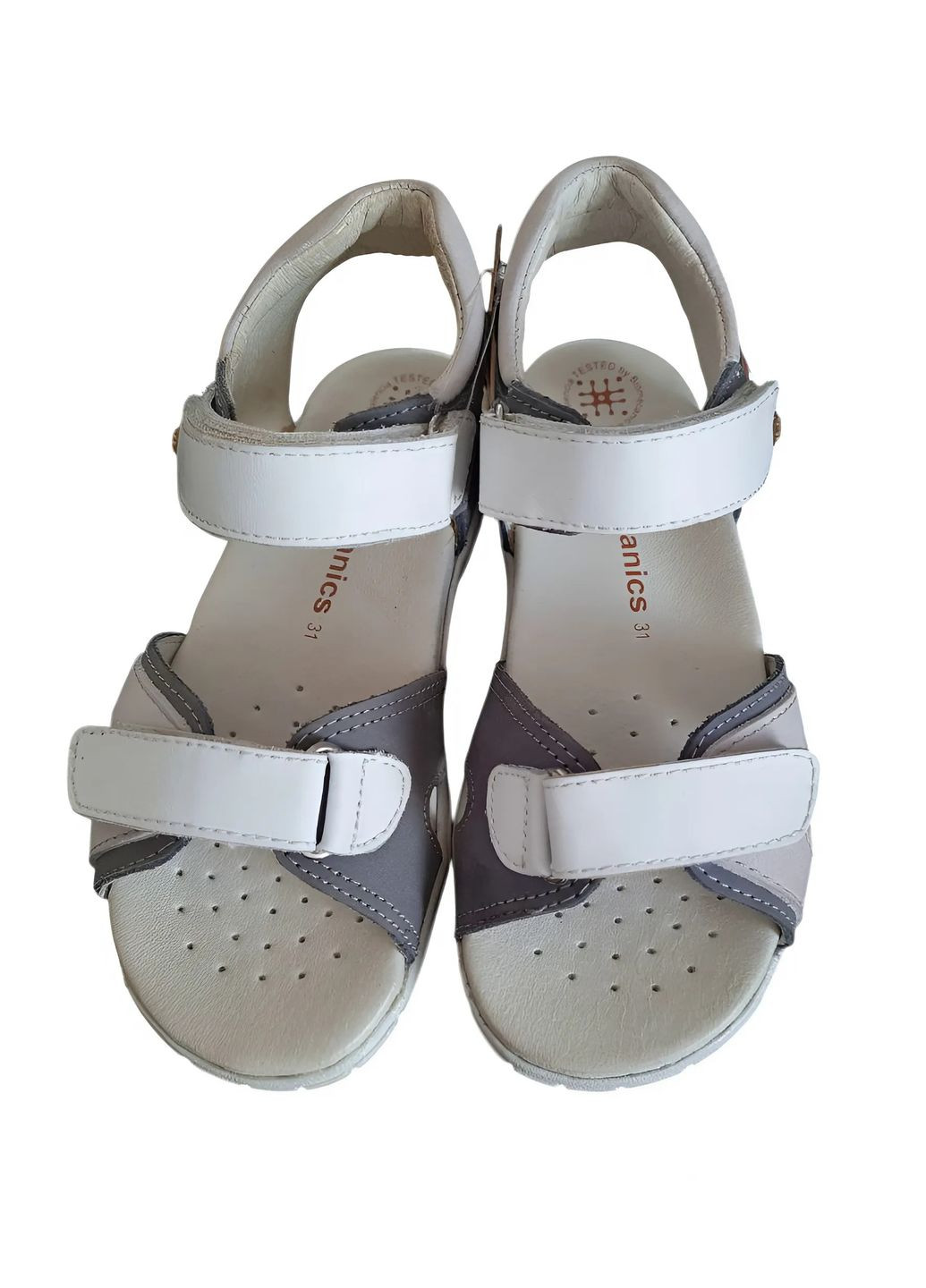 Белые босоножки кожаные для девочки 122171 белый с голубым Biomecanics