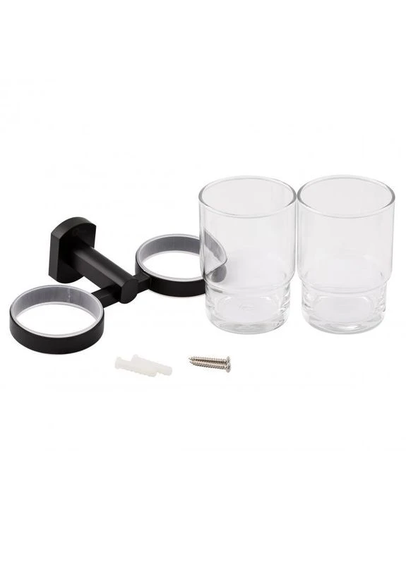 Стакан с держателем Liberty настенный двойной QTLIBBLM1155 Black Qtap (397084703)