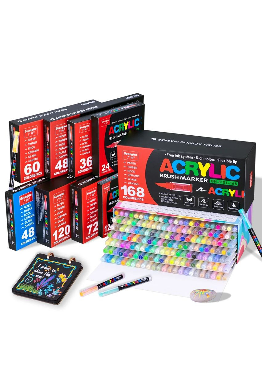 Маркеры акриловые GuangNa 8101 на 60 цветов набор для рисования фломастеры для детей No Brand (353850245)