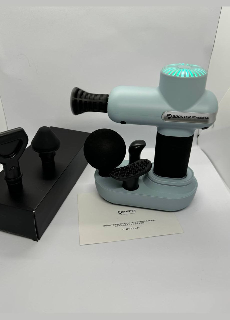 Портативний перкусійний масажер з подарунковим кейсом Booster Lightsaber Mini Green (341320059)