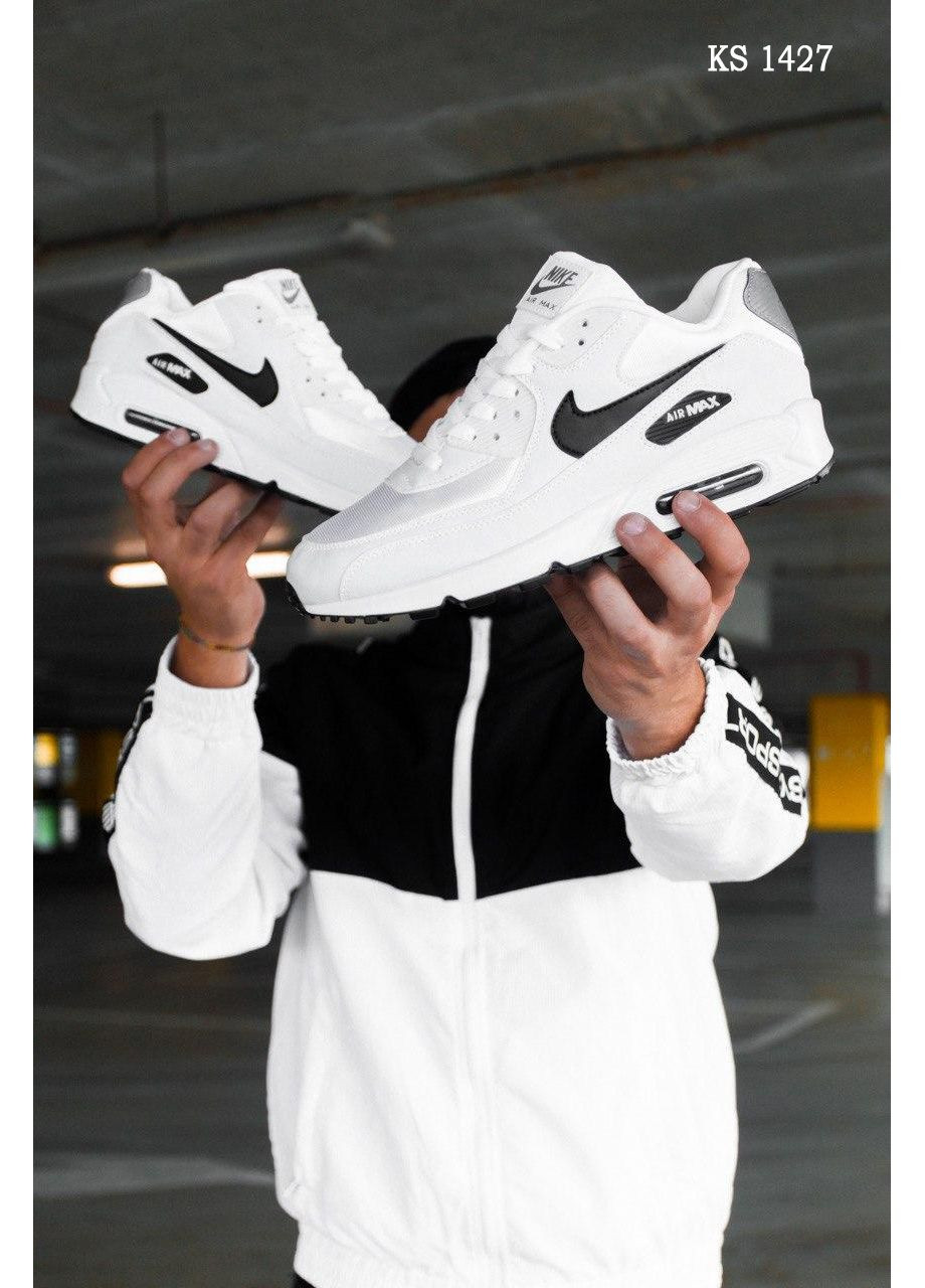 Чорні Осінні кросівки чоловічі nike air max 90 white black найк аір макс 90 No Brand