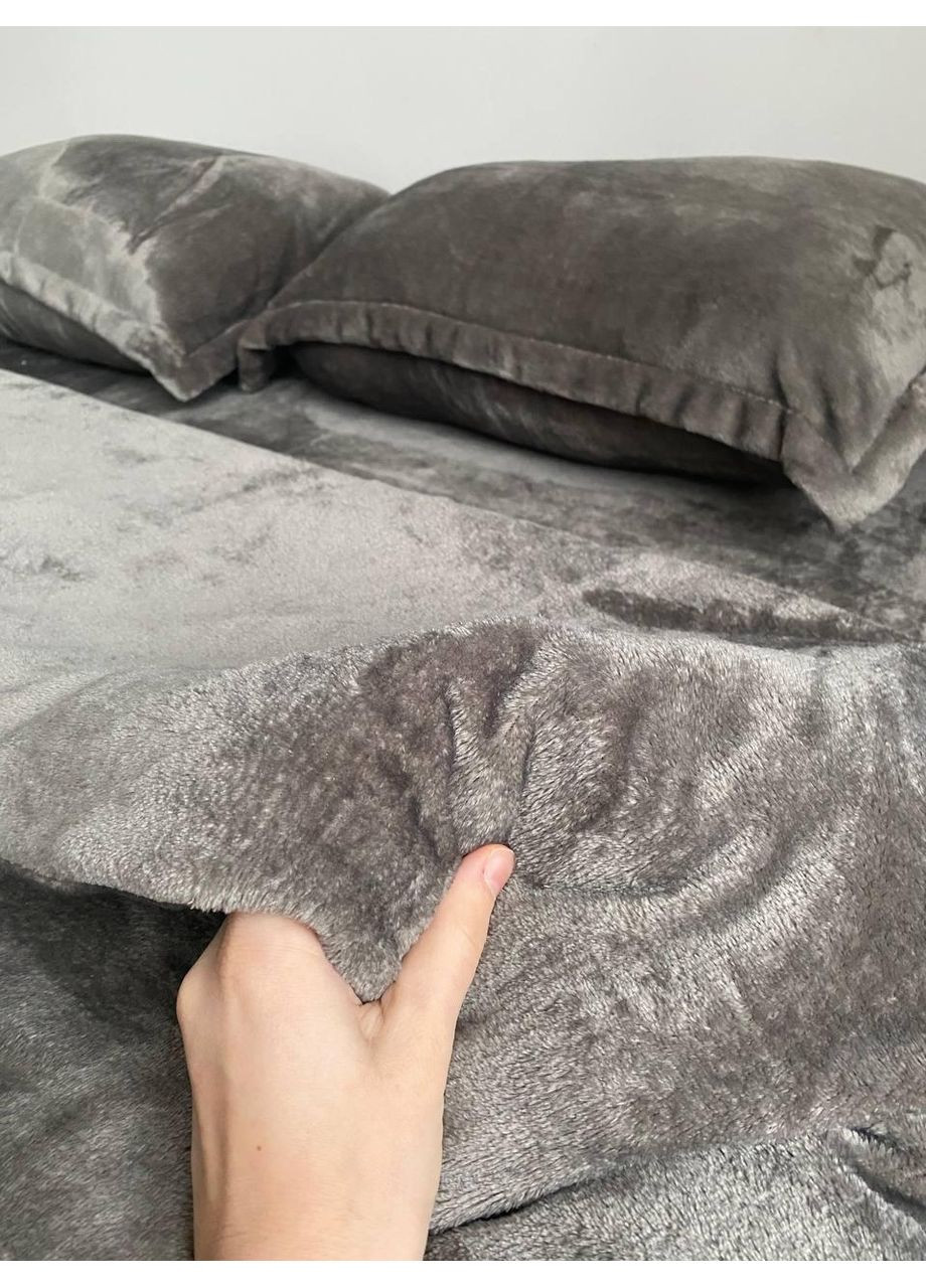 Постельное белье с резинкой Асвальтный, плюш Полуторный размер, наволочки 70/70 No Brand (364219854)