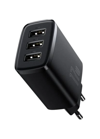 Мережевий зарядний пристрій Compact Charger 3-USB 17W EU чорний CCXJ020101 Baseus (389207360)