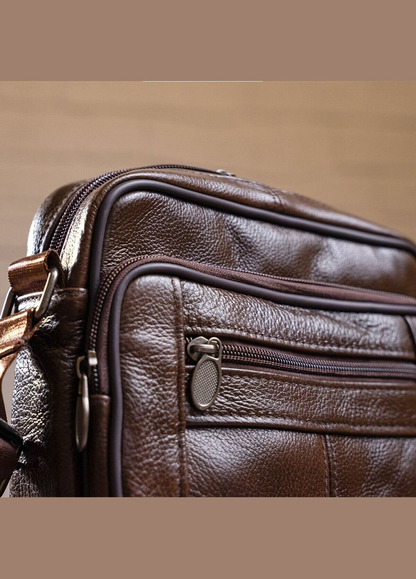 Шкіряна сумка крос боді чоловіча месенджер через плече коричнева 14988 Vintage (329198793)