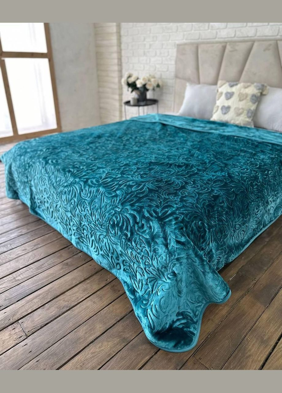 Плед євро на диван 210х230 см Бірюзовий (П4К-plush-pled-007) No Brand (306633360)