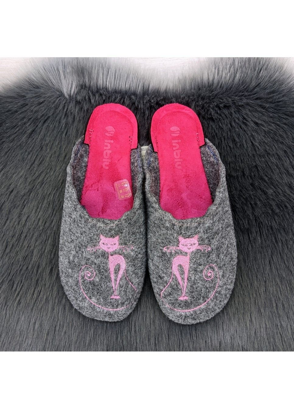 Серые тапочки домашние женские фетровые на тонкой подошве Inblu