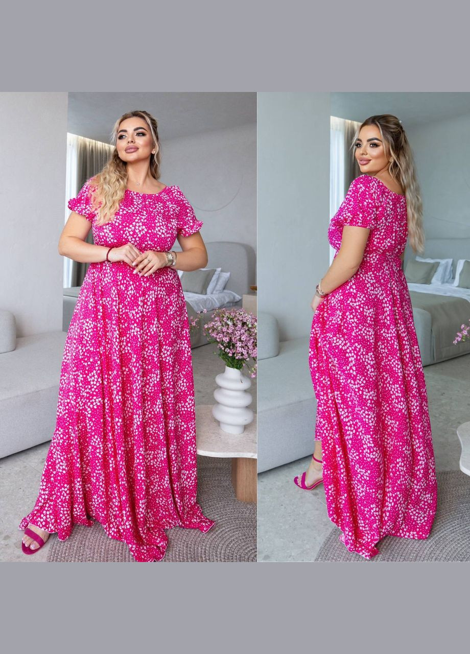 Малиновое шикарное длинное платье Fashion