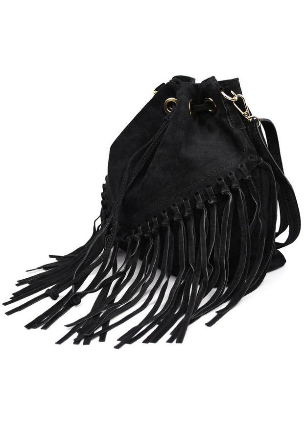 Сумка кроссбоди через плечо женская замшевая с бахромой Черный 35683 Firenze (334285421)