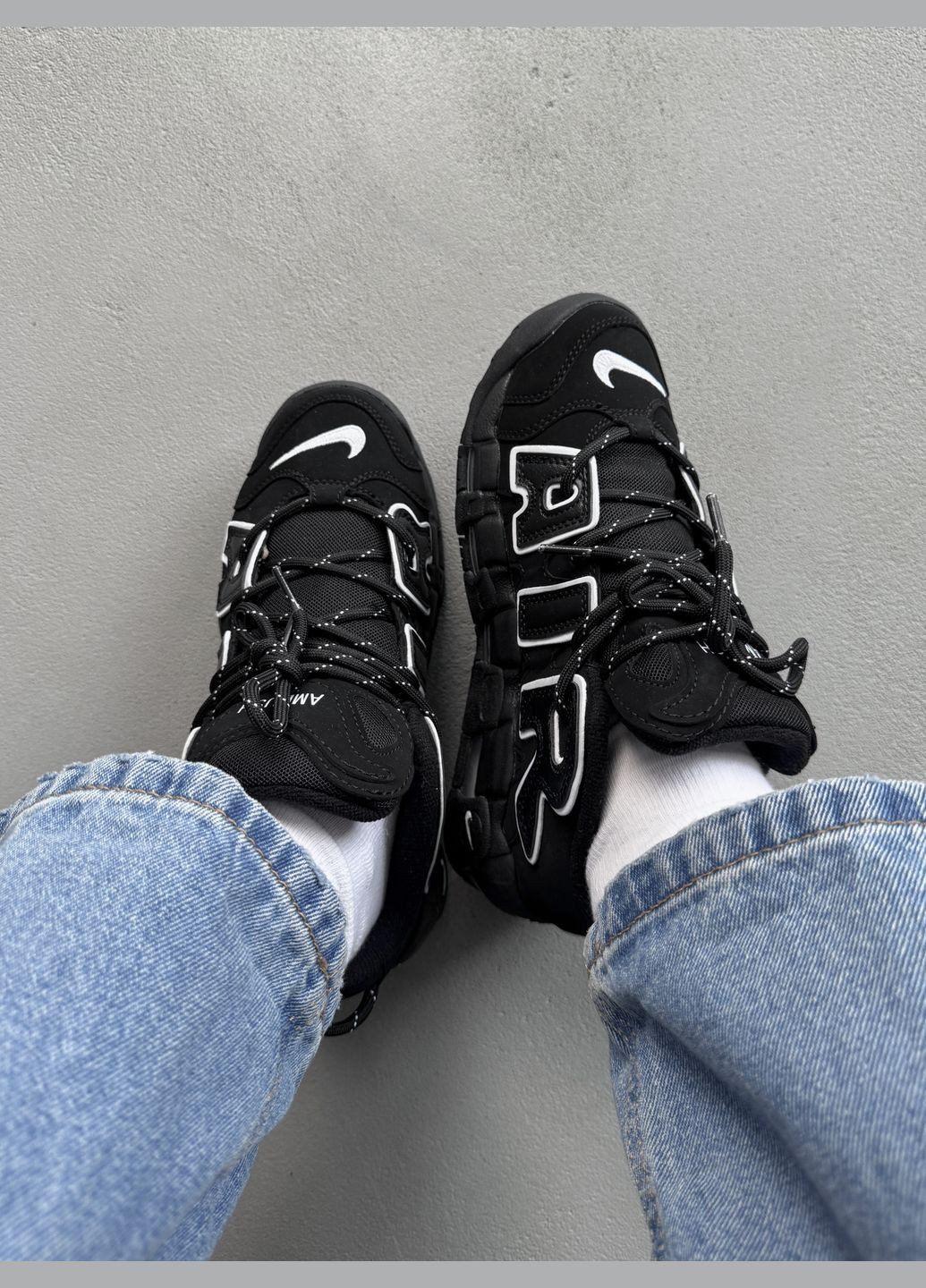 Кроссовки женские и мужские Nike Air More Uptempo black | Найк аир мор уптемпо черные No Brand чёрные демисезоны (316091081)