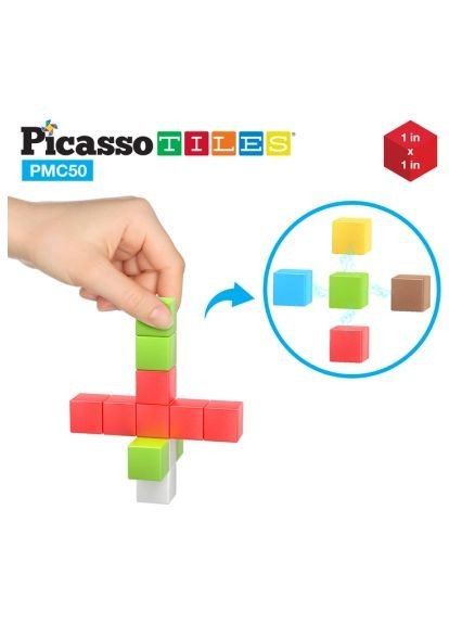 Конструктор магнитный Tiles Building Cubes 50 деталей (817338023645) Picasso магнітний Tiles Building Cubes 50 деталей (366694947)